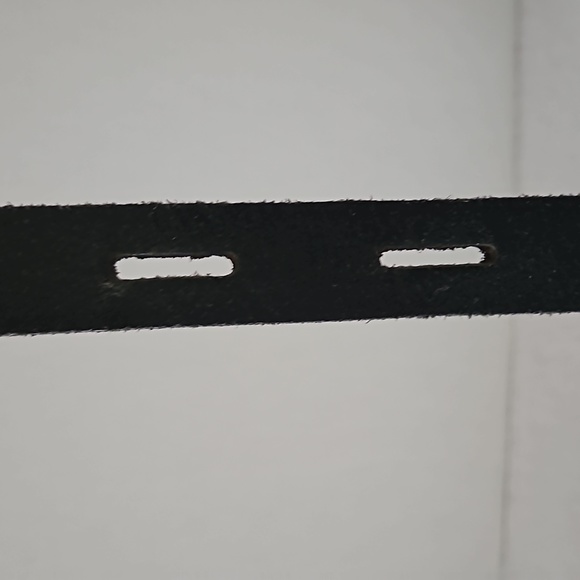 Men's Unique Black Leather Brass Buckle & Loop Closure Sz L - Picture 5 of 10